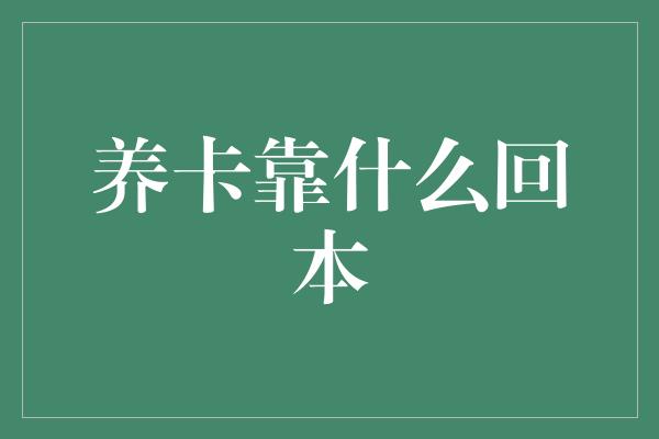 养卡靠什么回本