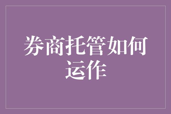 券商托管如何运作