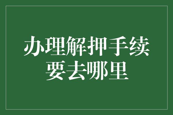 办理解押手续要去哪里