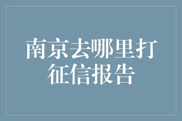 南京去哪里打征信报告