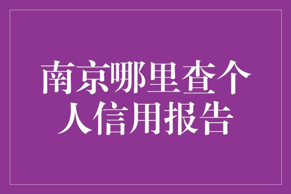 南京哪里查个人信用报告