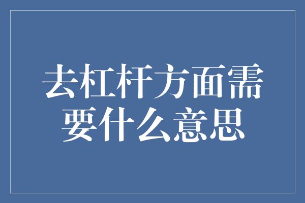 去杠杆方面需要什么意思