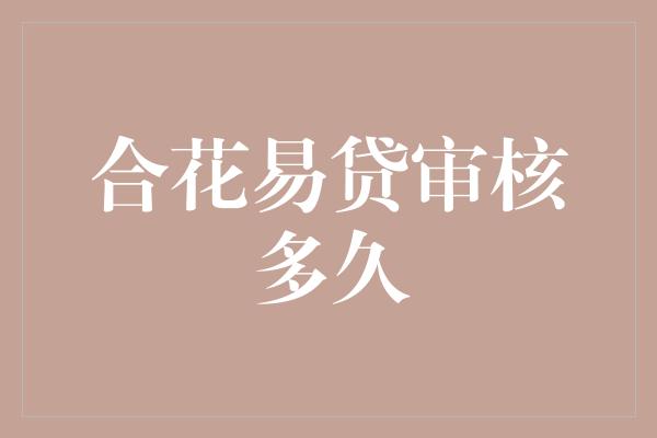 合花易贷审核多久