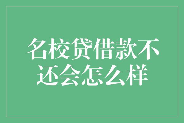 名校贷借款不还会怎么样