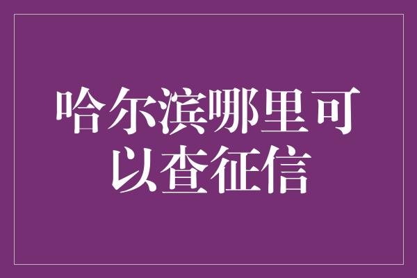 哈尔滨哪里可以查征信