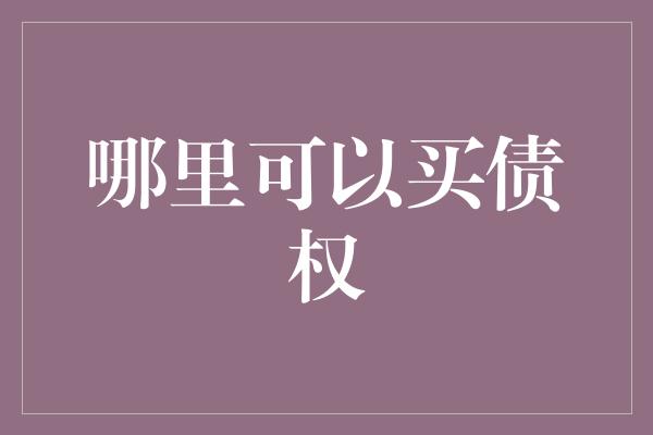 哪里可以买债权