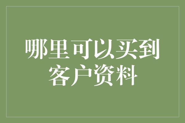 哪里可以买到客户资料