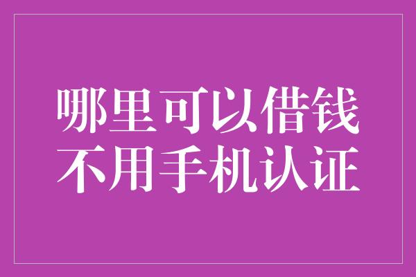 哪里可以借钱不用手机认证