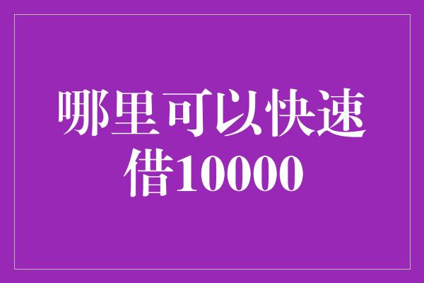 哪里可以快速借10000