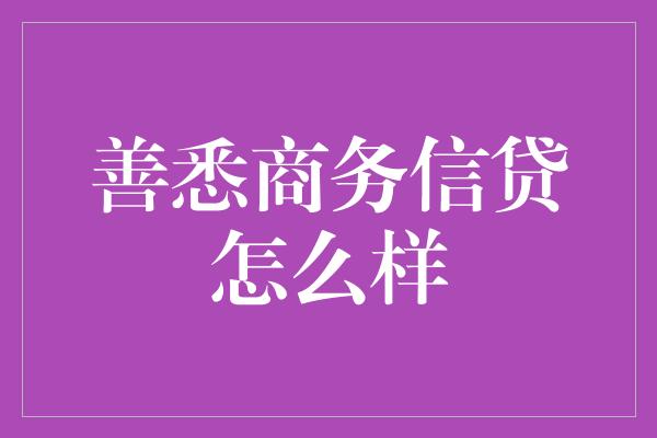 善悉商务信贷怎么样