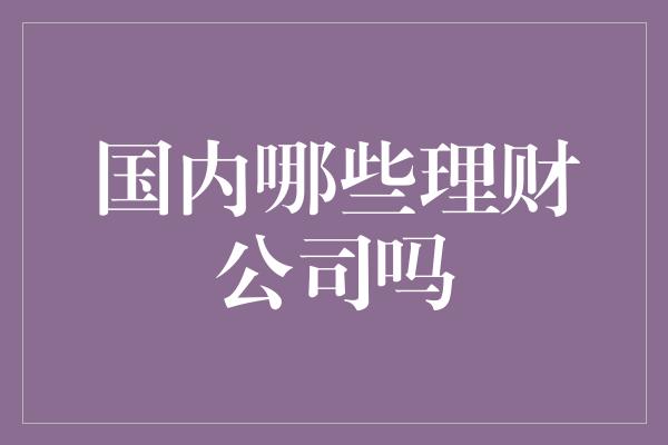 国内哪些理财公司吗