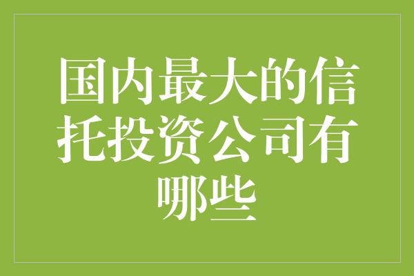 国内最大的信托投资公司有哪些