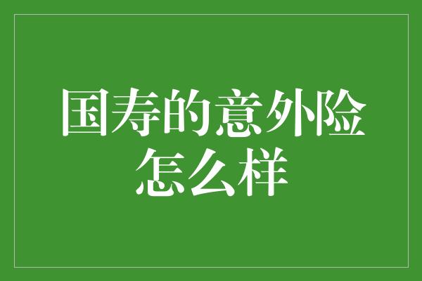 国寿的意外险怎么样