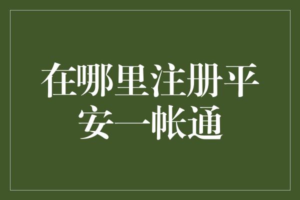 在哪里注册平安一帐通