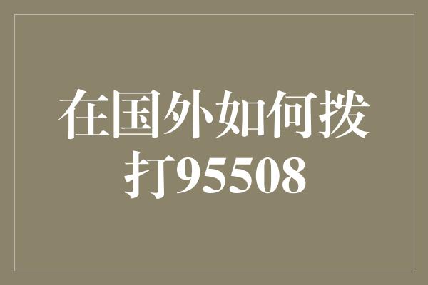 在国外如何拨打95508