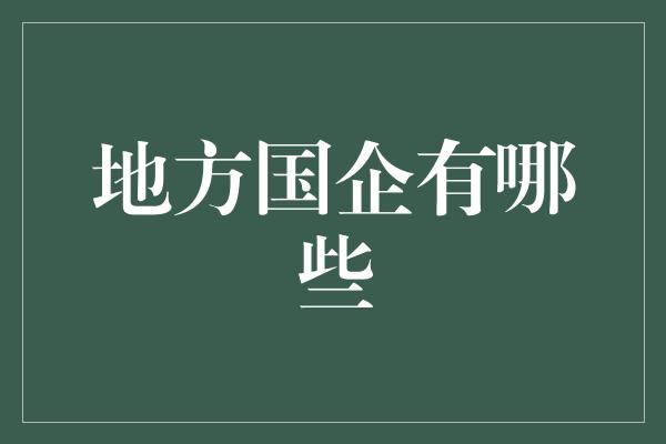 地方国企有哪些