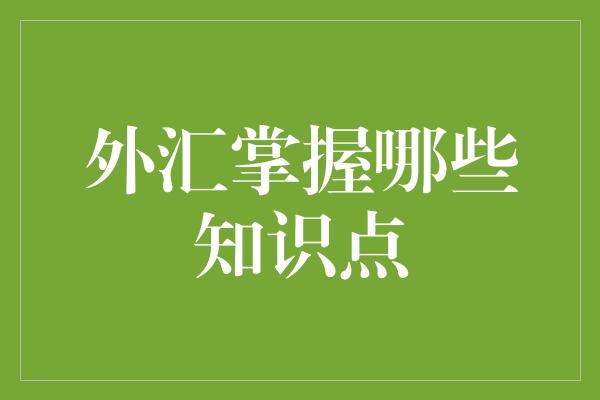 外汇掌握哪些知识点