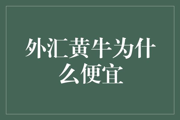 外汇黄牛为什么便宜