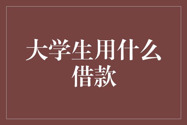 大学生用什么借款