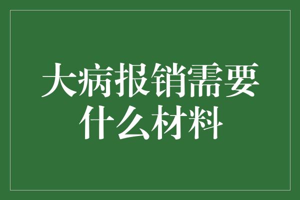 大病报销需要什么材料