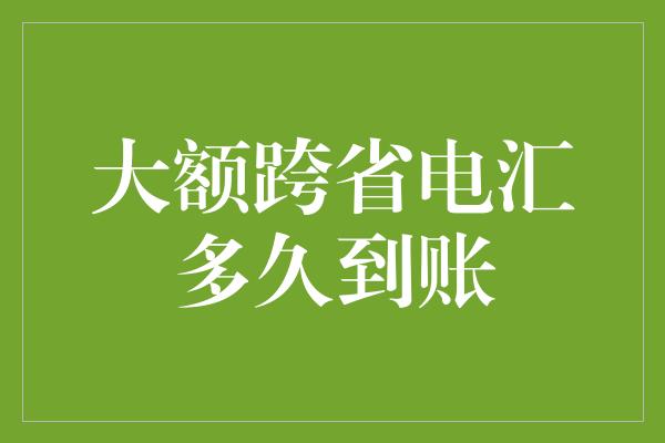 大额跨省电汇多久到账