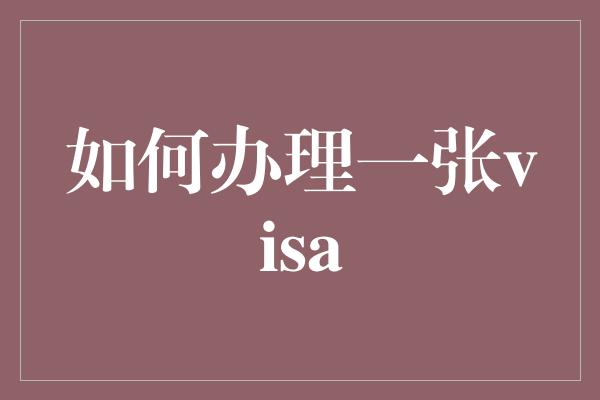 如何办理一张visa