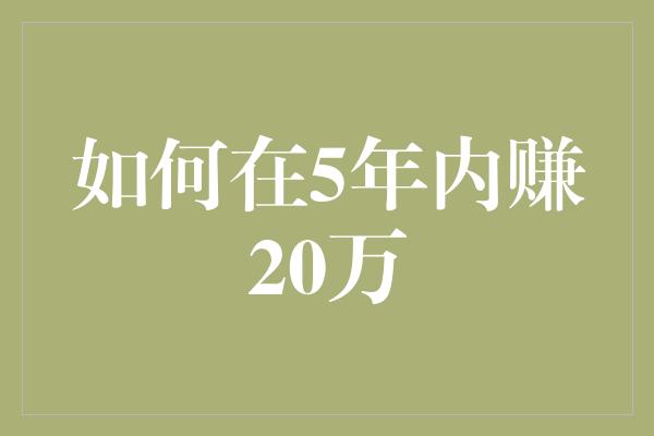 如何在5年内赚20万