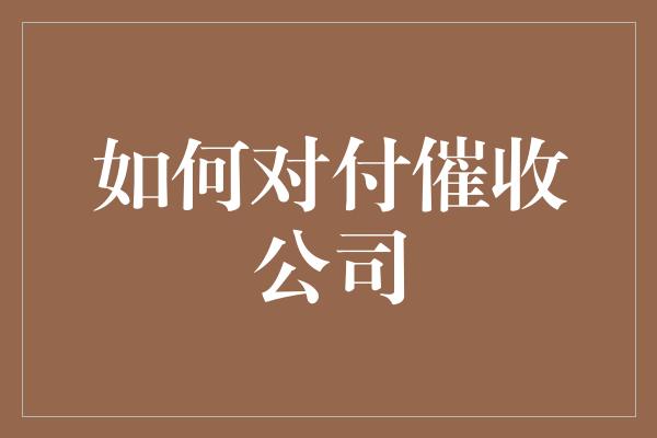 如何对付催收公司