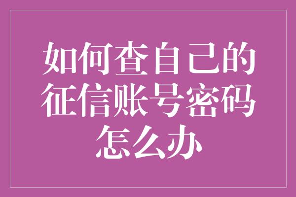 如何查自己的征信账号密码怎么办