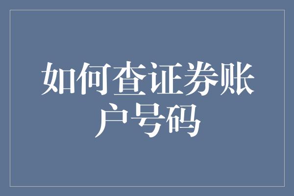 如何查证券账户号码