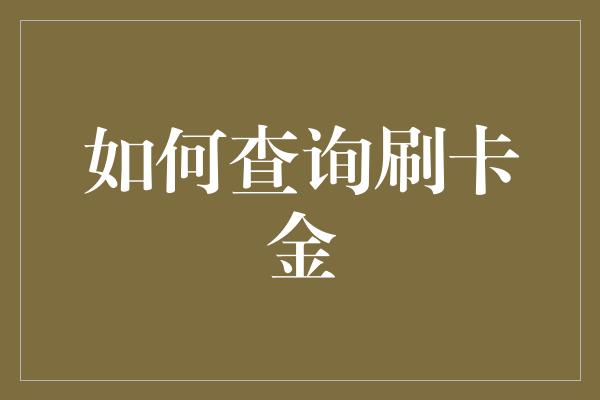 如何查询刷卡金