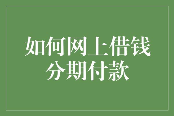 如何网上借钱分期付款