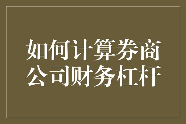 如何计算券商公司财务杠杆