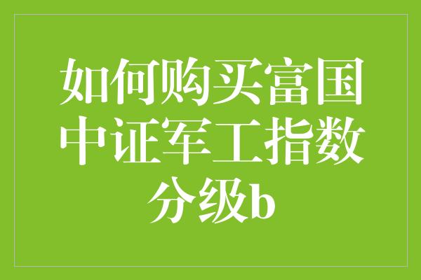 如何购买富国中证军工指数分级b