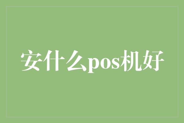 安什么pos机好