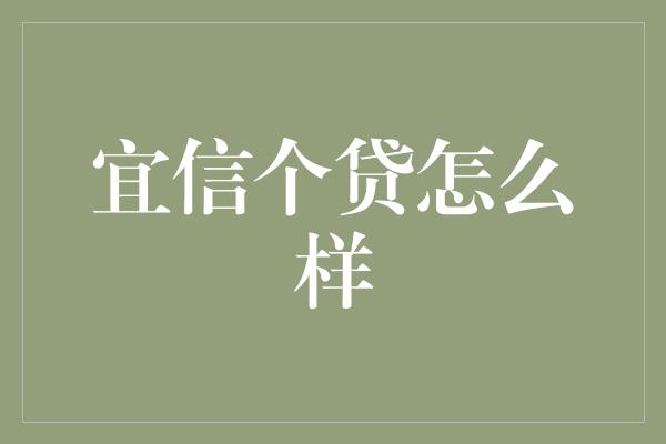 宜信个贷怎么样