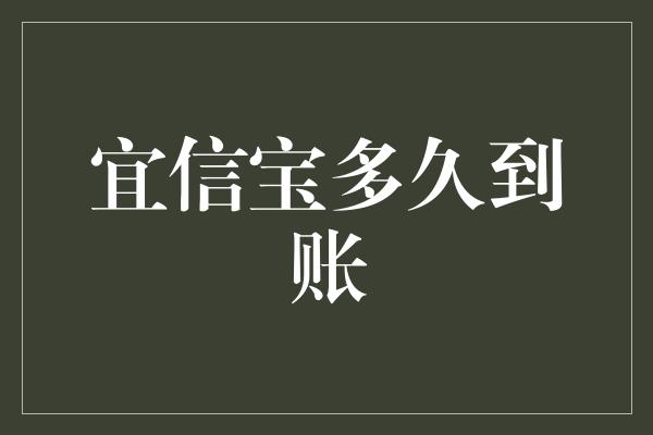 宜信宝多久到账