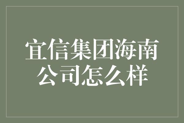 宜信集团海南公司怎么样