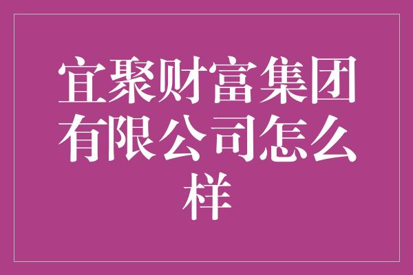 宜聚财富集团有限公司怎么样