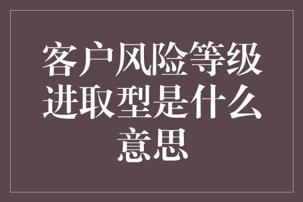 客户风险等级进取型是什么意思