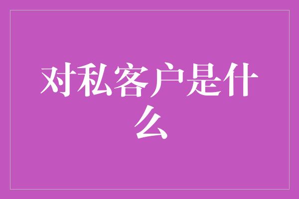 对私客户是什么