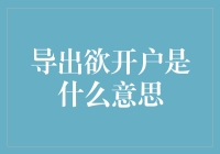 导出欲开户什么意思？——揭秘金融术语背后的小秘密