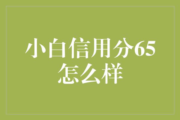 小白信用分65怎么样