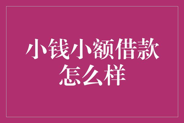 小钱小额借款怎么样