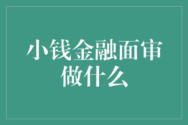 小钱金融面审做什么