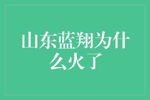 山东蓝翔为什么火了