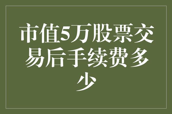 市值5万股票交易后手续费多少