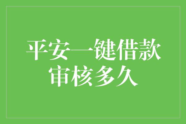 平安一键借款审核多久