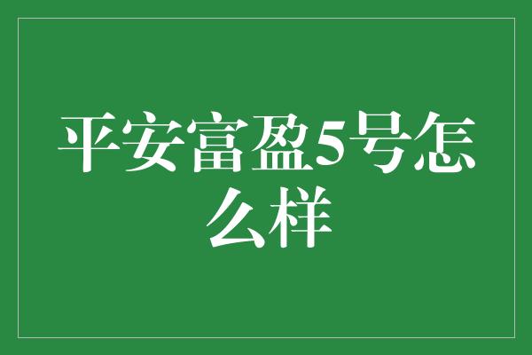 平安富盈5号怎么样