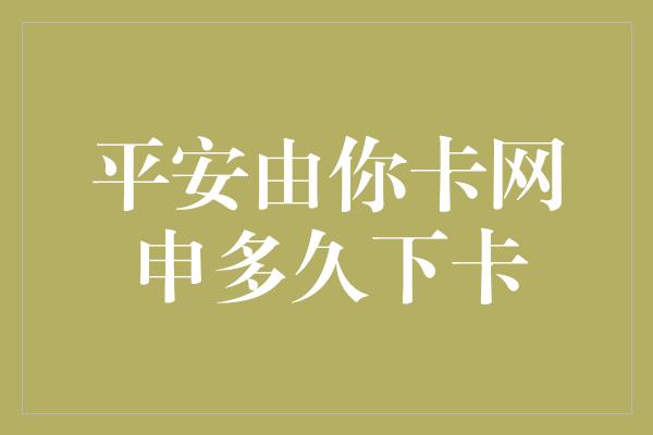 平安由你卡网申多久下卡